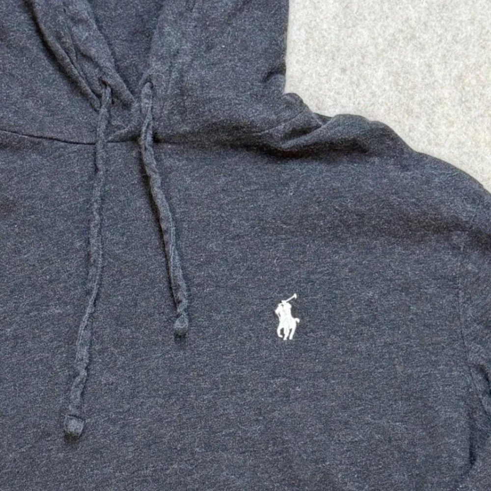 Polo Ralph Lauren Mens Charcoal Grey Long Sleeve Hooded T-Shirt Medium Preppy